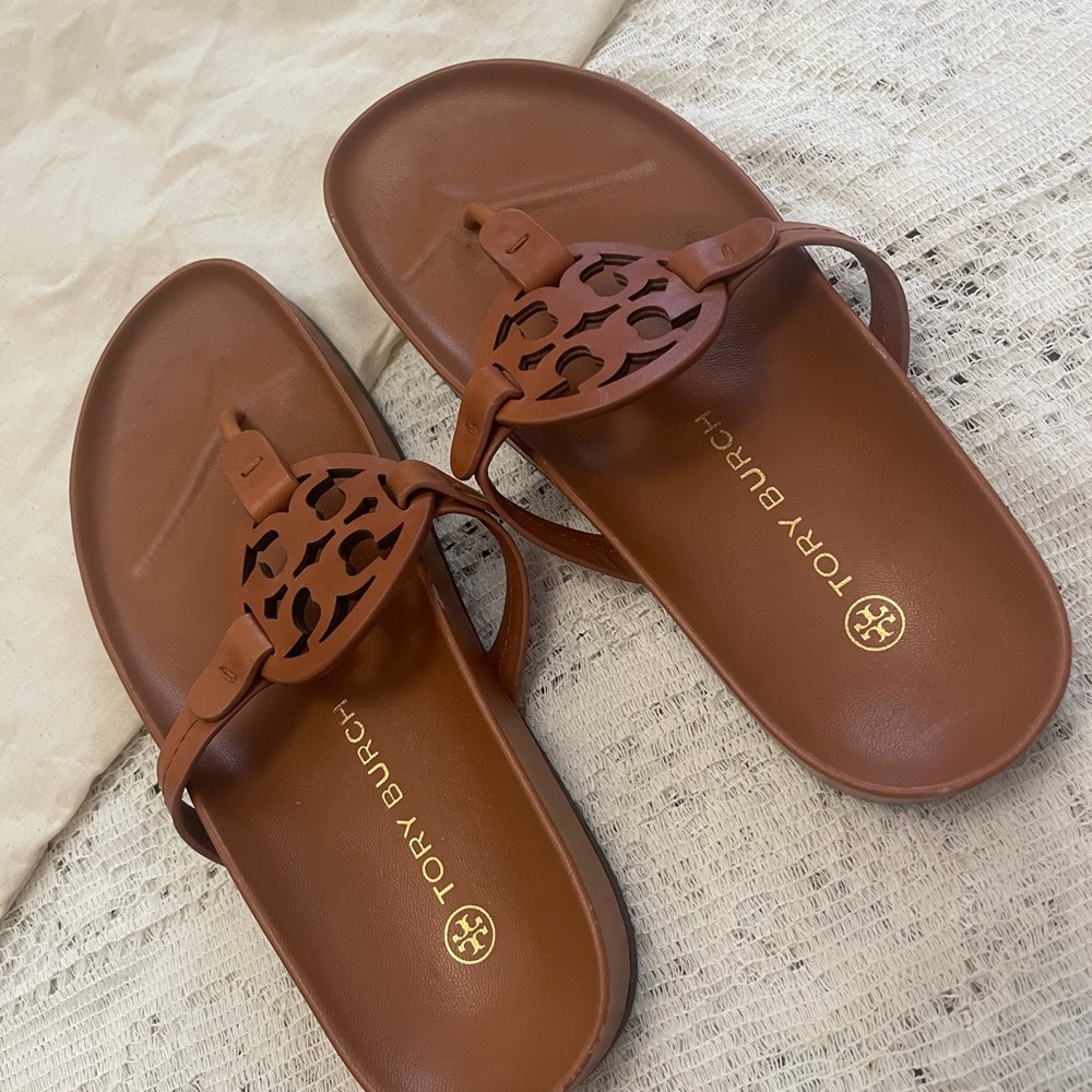 Tory Burch Brown Medallion Sandals